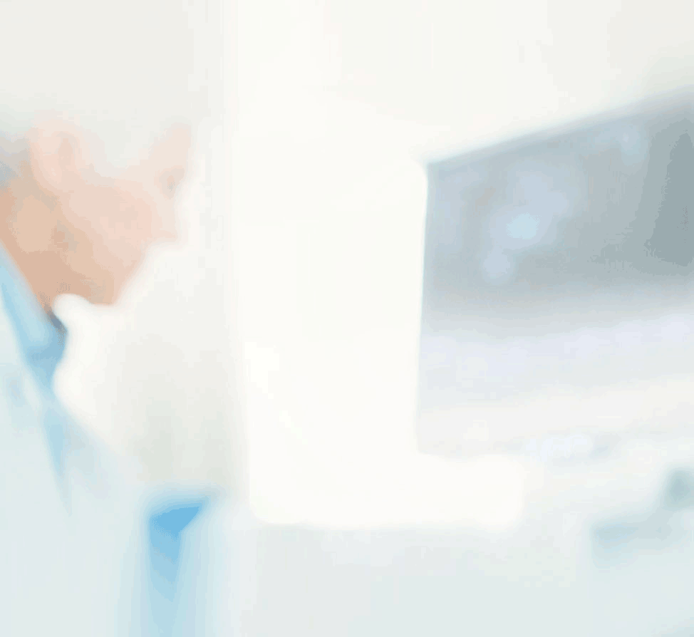 Hintergrundgrafik Mediziner vor Ultraschallbildschirm